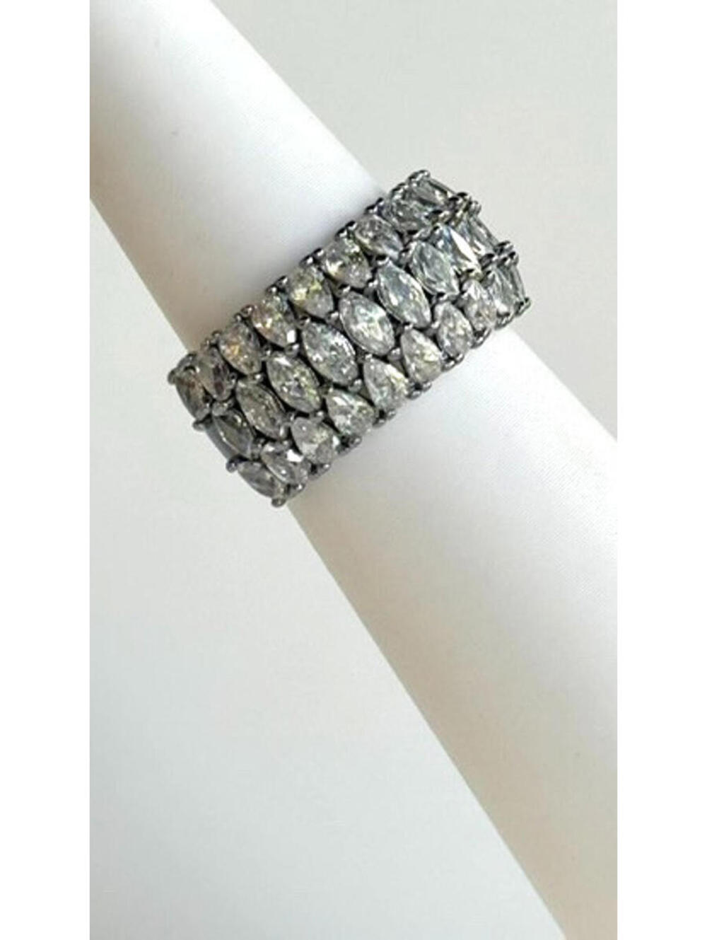 Bomb Party April Ring Sz 8 "A Show Stopping Beauty" RG99183 Clear Cz on Hematite